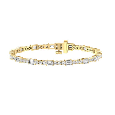 Round and Emerald Cut Lab Grown Diamond Tennis Bracelet