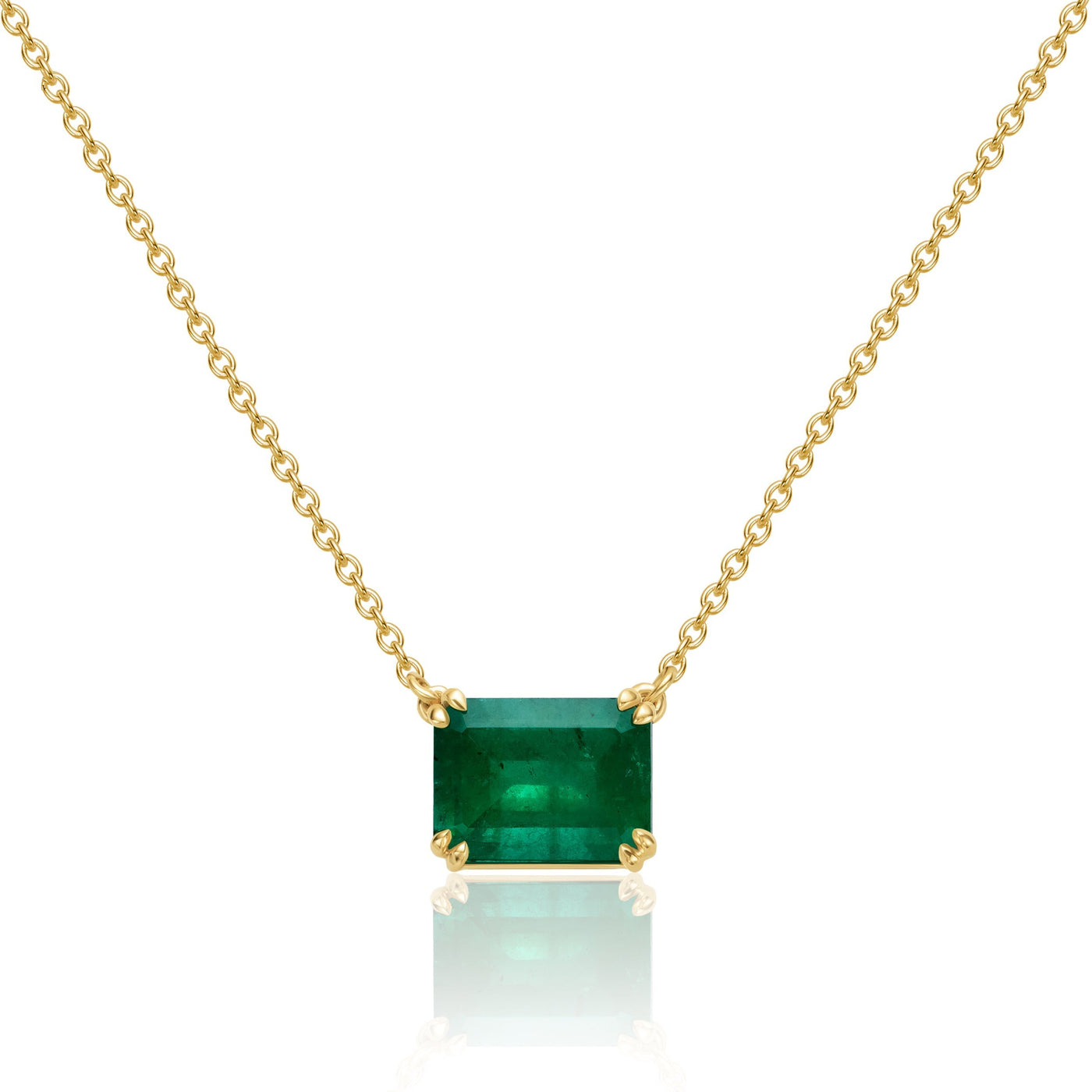 Solitaire Emerald East-to-West Necklace