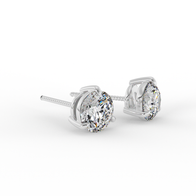 3 Prong Brilliant Round Diamond Earrings