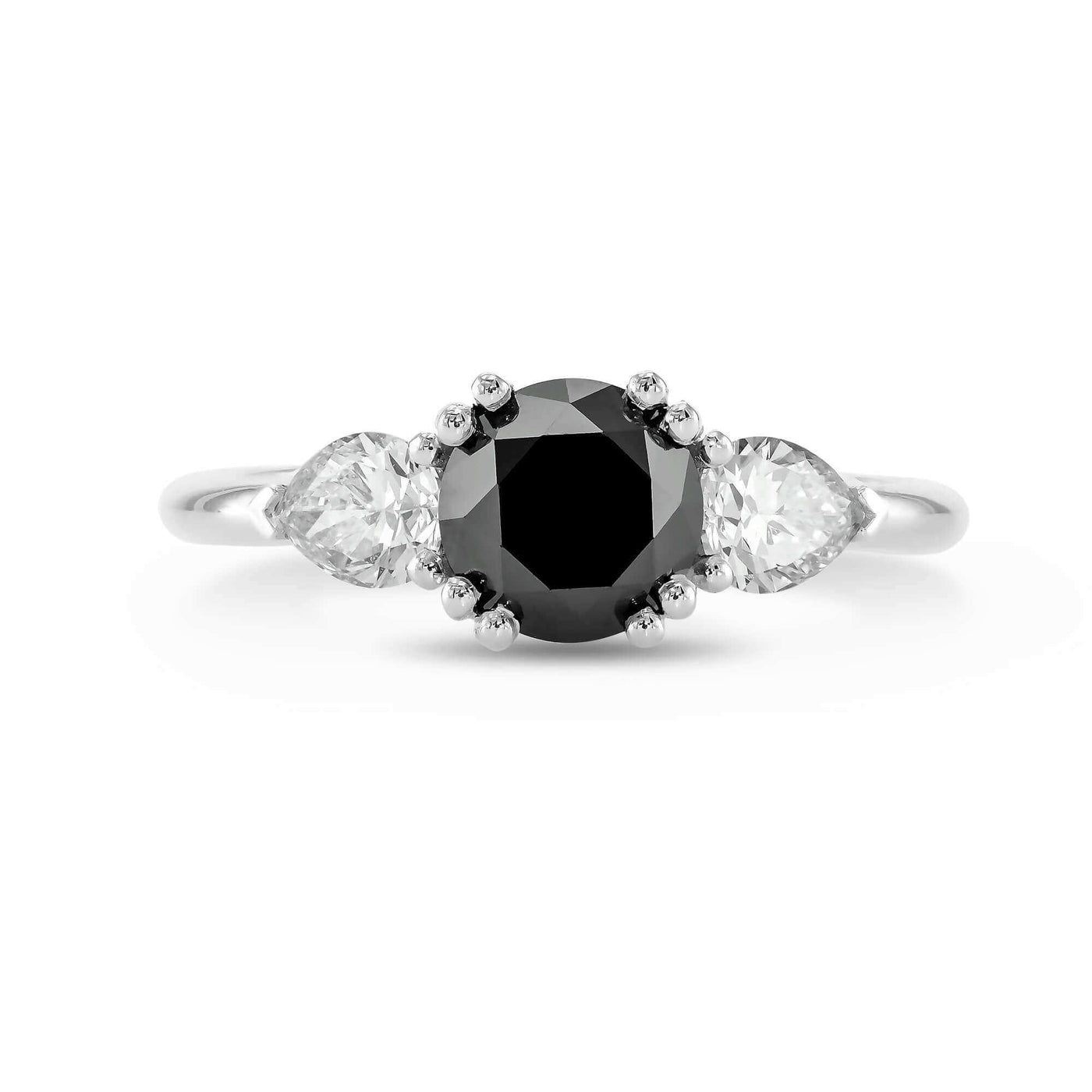 Katie Black Diamond Lab Grown Three-Stone Engagement Ring