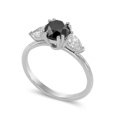 Katie Black Diamond Three-Stone Engagement Ring