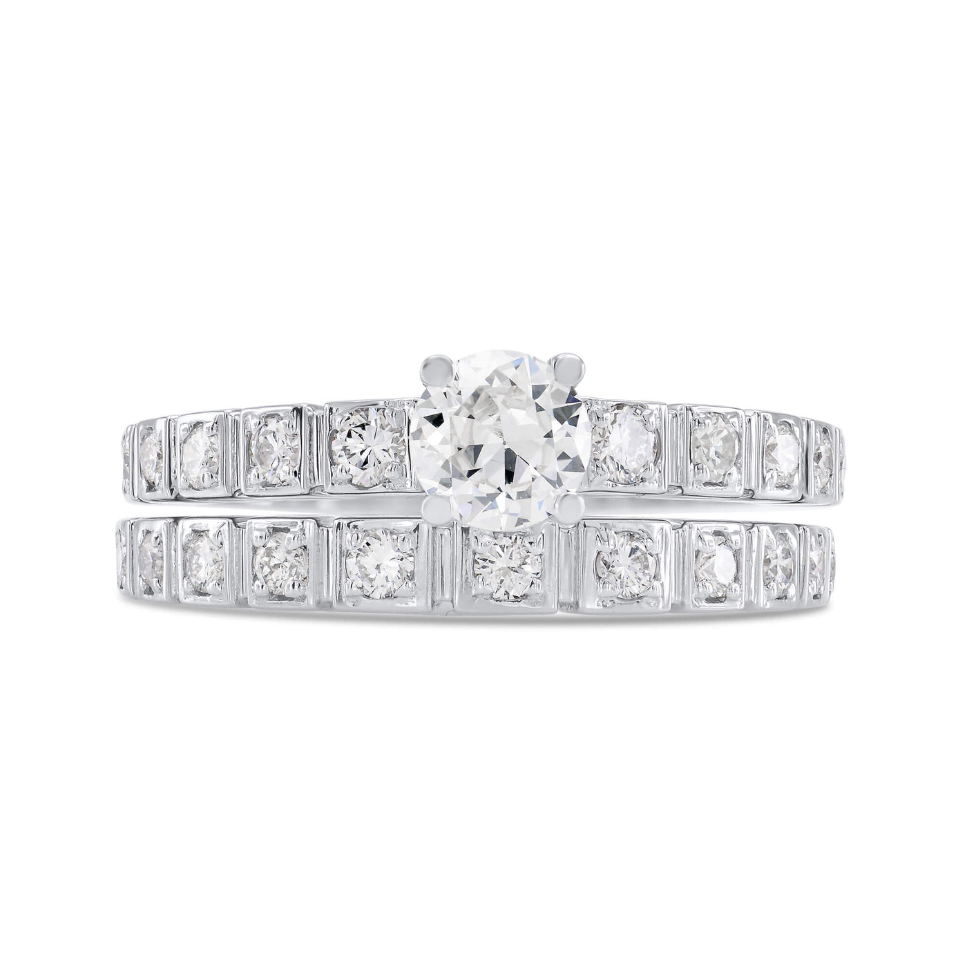 The Nancy Set Brilliant Round Engagement Ring and Wedding Band
