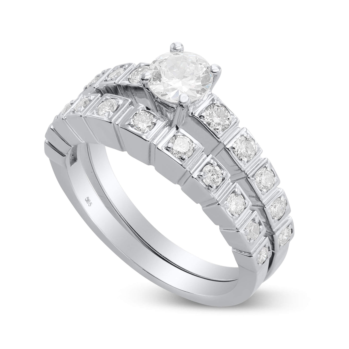 The Nancy Set Brilliant Round Lab Grown Engagement Ring and Wedding Band