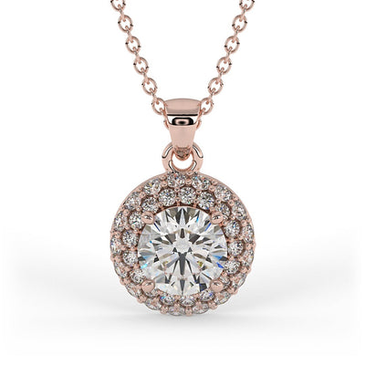 Brilliant Round Diamond Halo Necklace