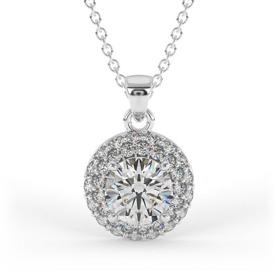 Brilliant Round Diamond Halo Necklace