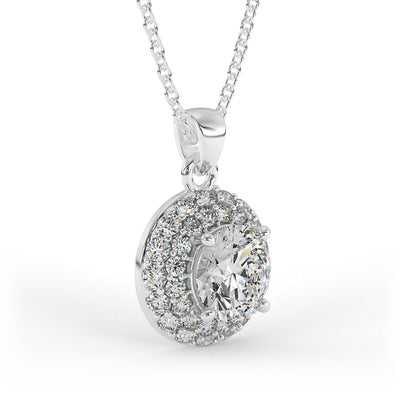 Brilliant Round Diamond Halo Necklace