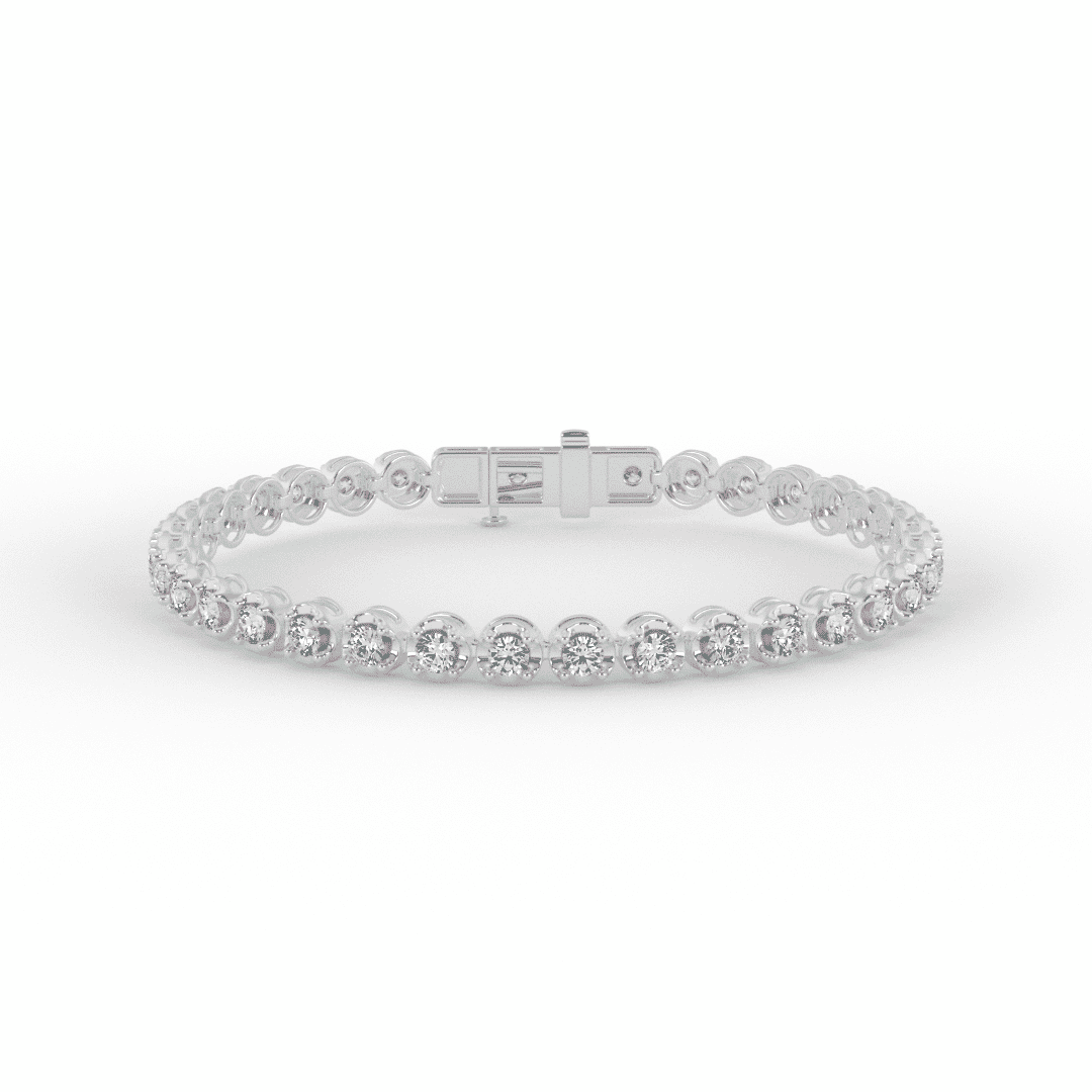 Brilliant Round Crown Setting Lab Grown Diamond Tennis Bracelet