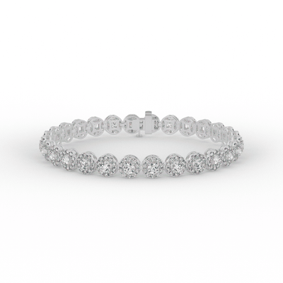 Brilliant Round Lab Grown Diamond Halo Tennis Bracelet