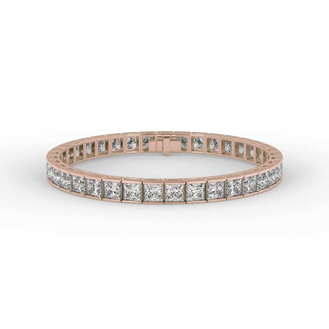 Lab Grown Diamond Princess Bezel Setting Tennins Bracelet