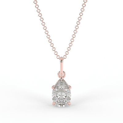 Diamond Solitare Pear Necklace