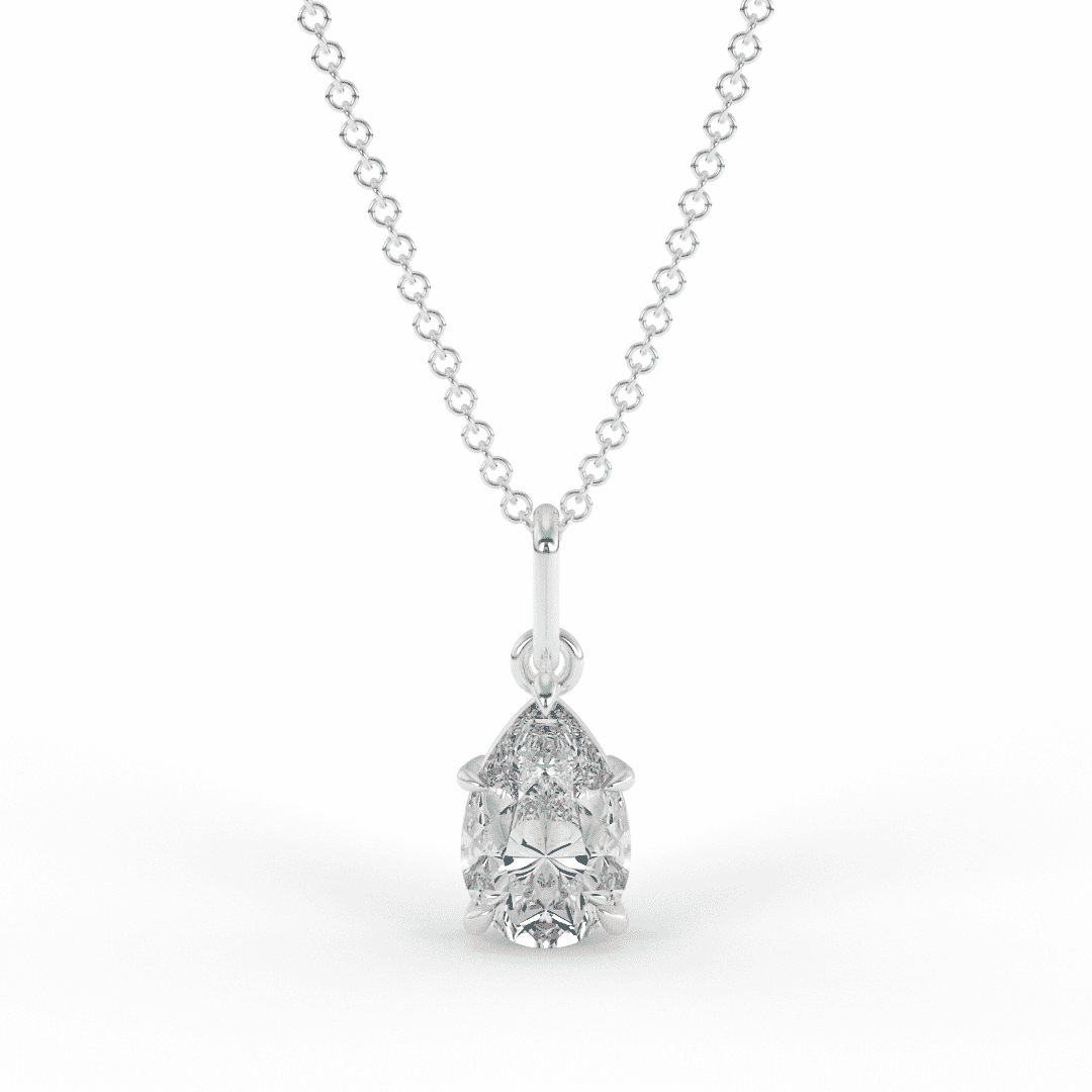 Diamond Solitare Pear Necklace