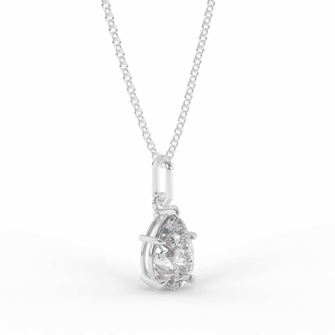 Lab Grown Diamond Solitare Pear Necklace