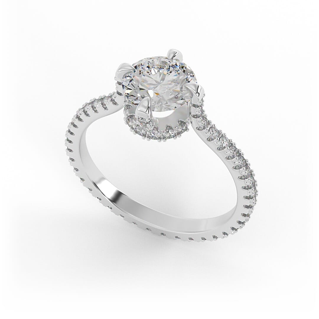 Eliza Brilliant Round Pave Set Lab Grown Engagement Ring
