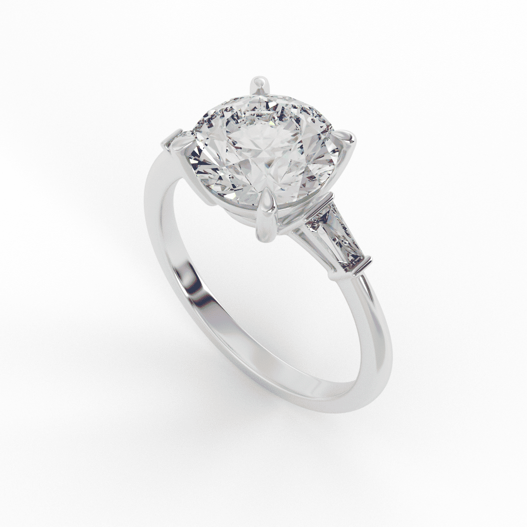 Ella Brilliant Round 3 - Stone Set Engagement Ring