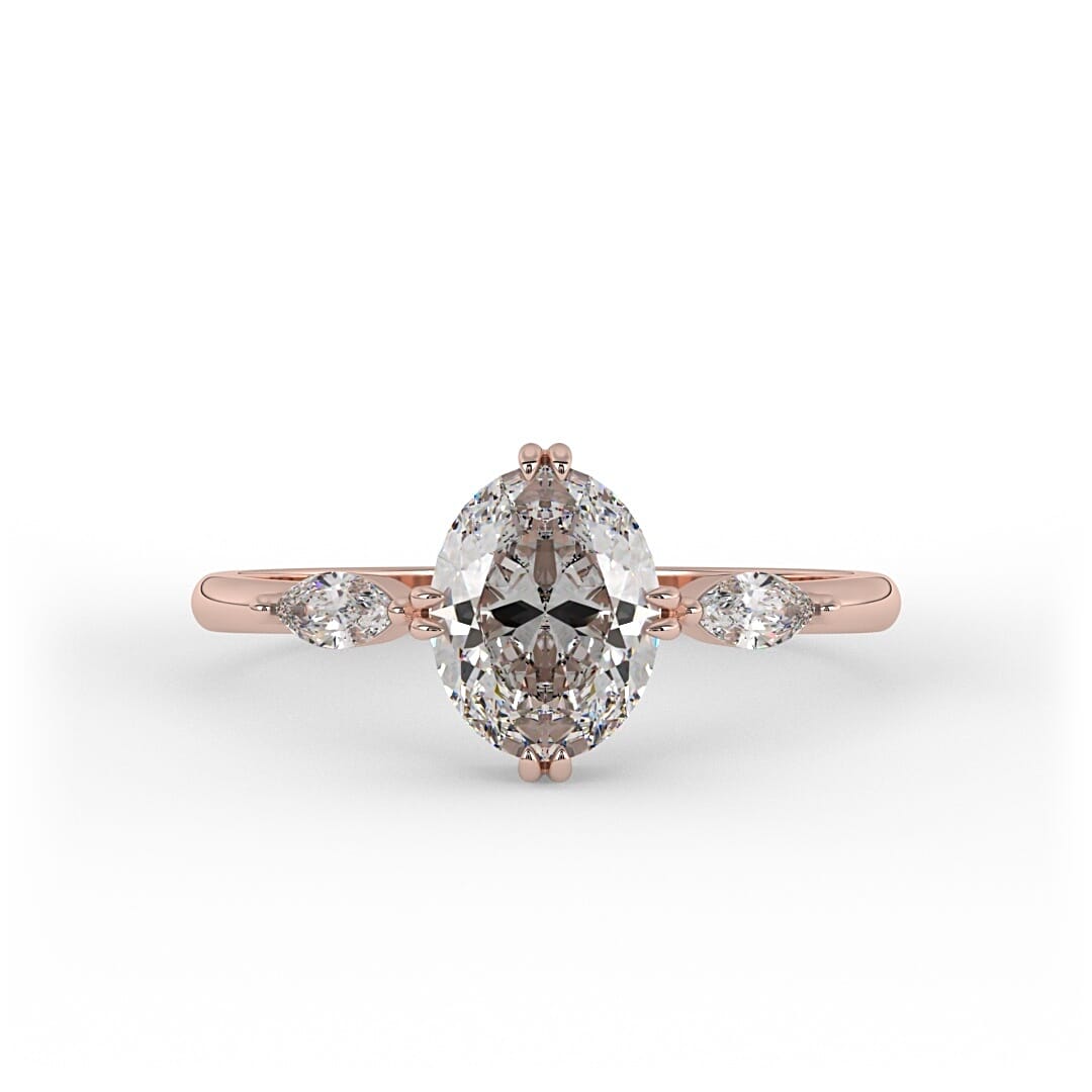 Ellie Oval 3 - Stone Set Engagement Ring