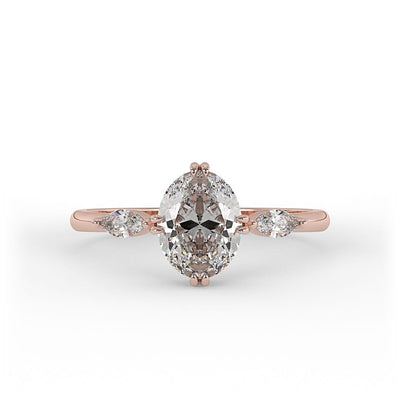 Ellie Oval 3 - Stone Set Engagement Ring