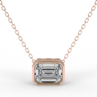 Lab Grown Emerald Bezel Diamond Necklace