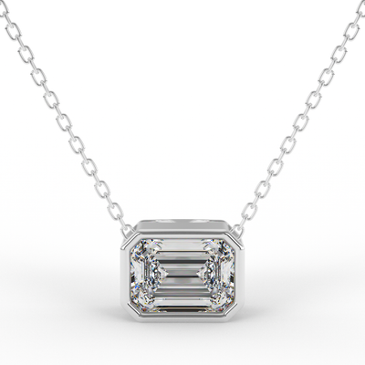 Emerald Bezel Diamond Necklace