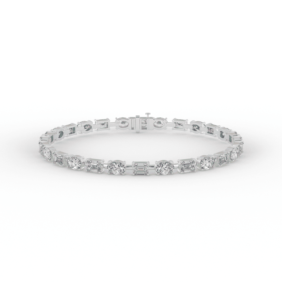 Emerald and Oval Mixed Lab Grown Diamond Tennis Bracelet