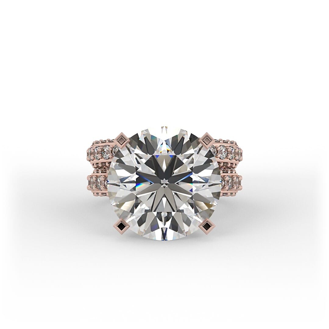 Iris Brilliant Round Pave Set Engagement Ring