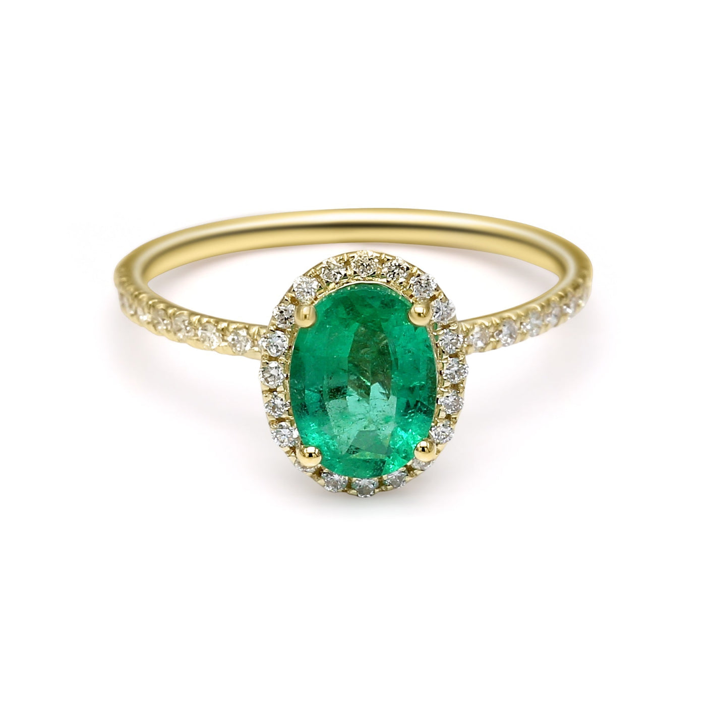 Oval Emerald Halo Engagement Ring