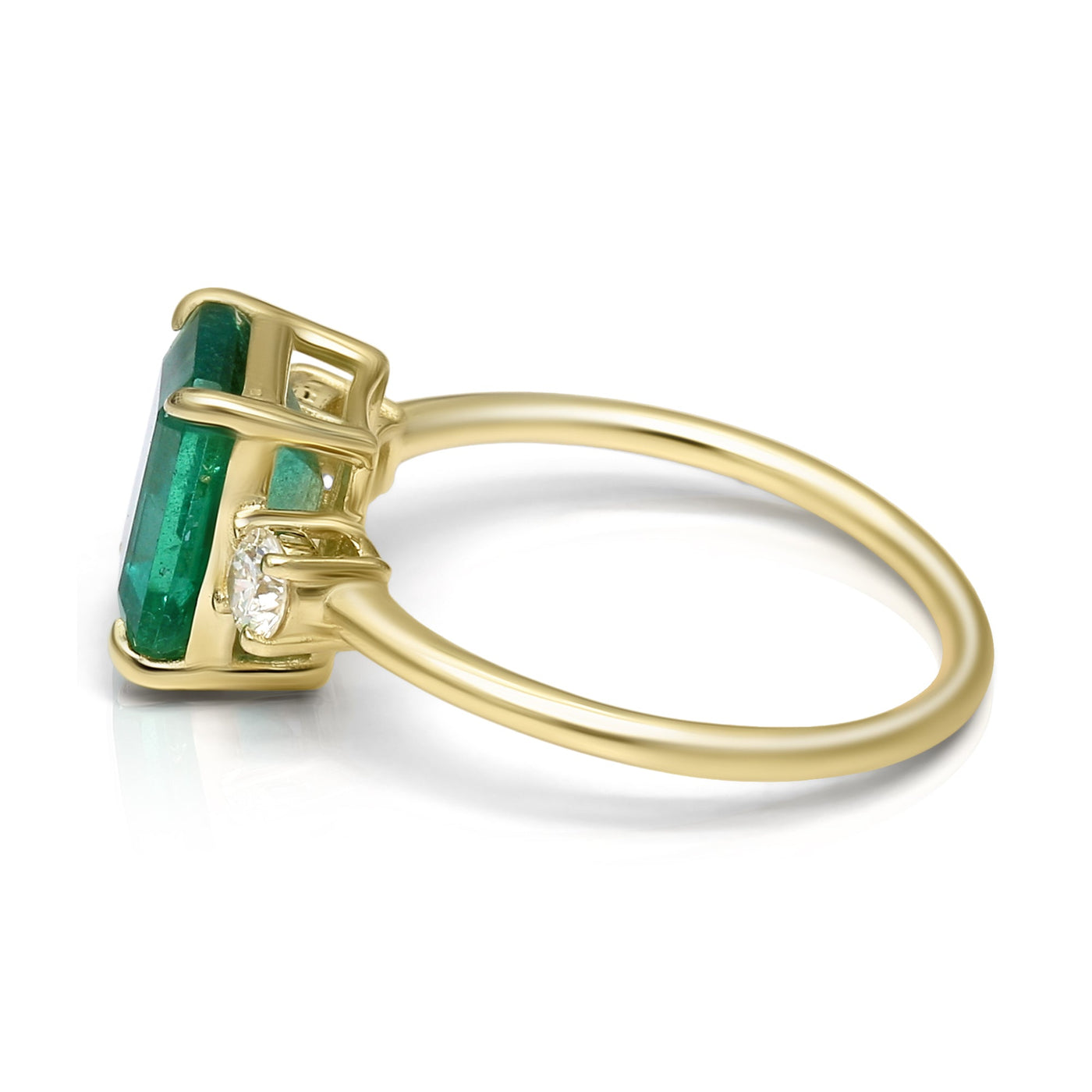 Emerald and Diamond 3-Stone Engagement Ring