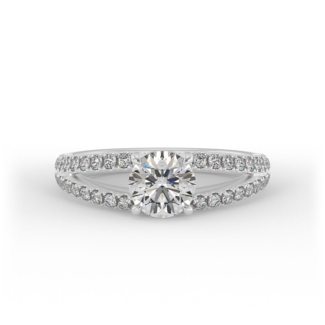 Lola Brilliant Round Pave Set Engagement Ring