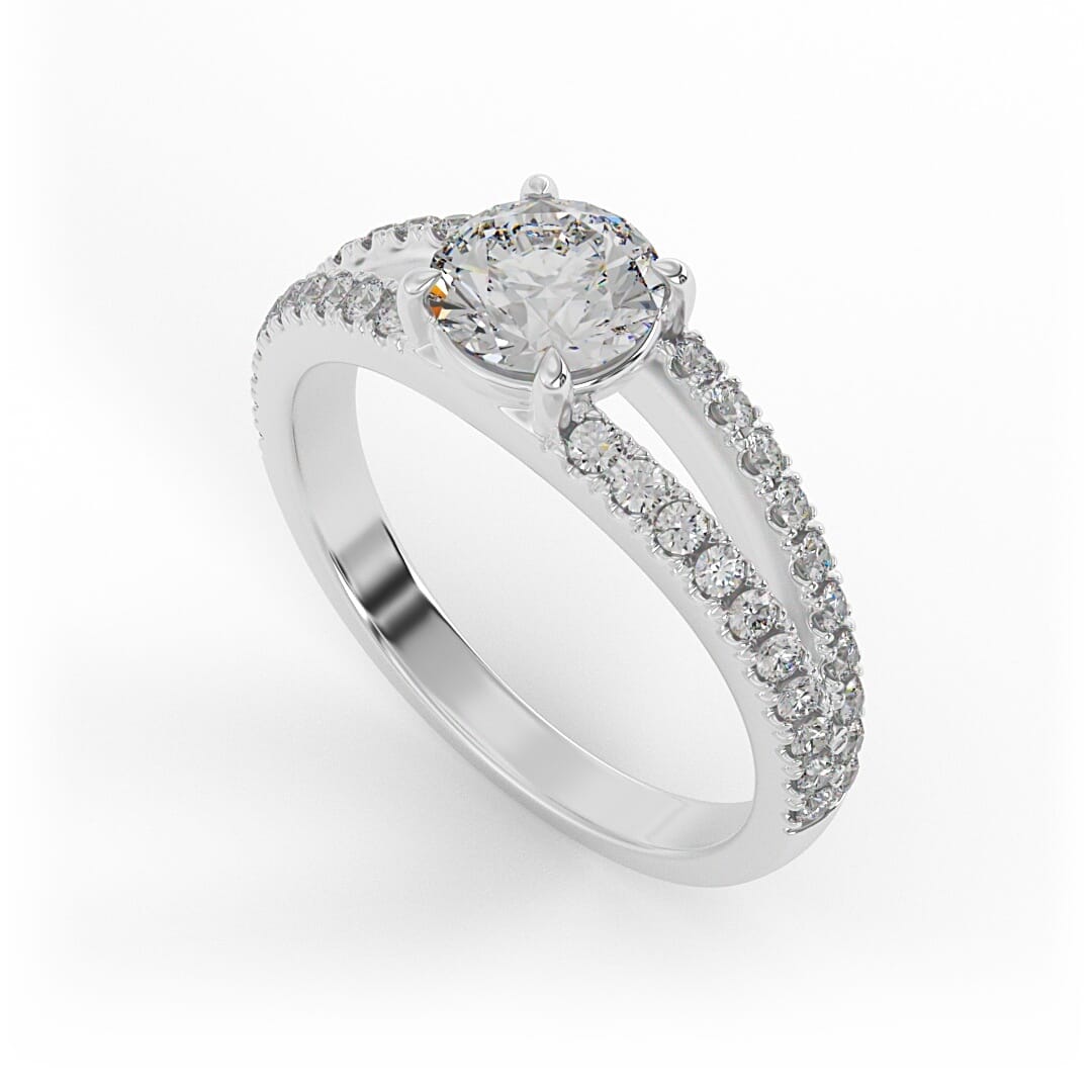 Lola Brilliant Round Pave Set Engagement Ring