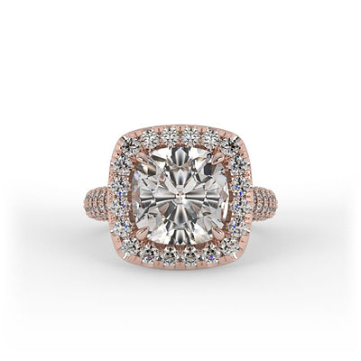 Luna Halo Set Engagement Ring with Round Center Diamond