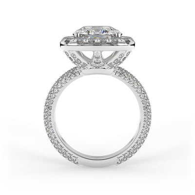 Luna Halo Set Lab Grown Engagement Ring with Round Center Diamond