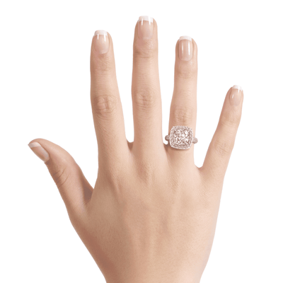 Luna Halo Set Lab Grown Engagement Ring with Round Center Diamond