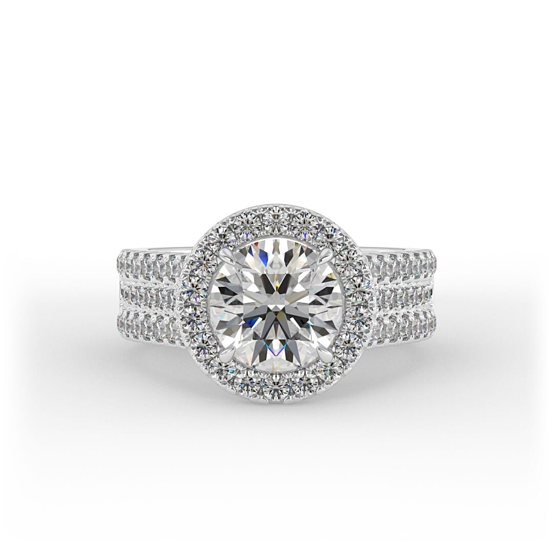 Mae Brilliant Round Halo Set Engagement Ring