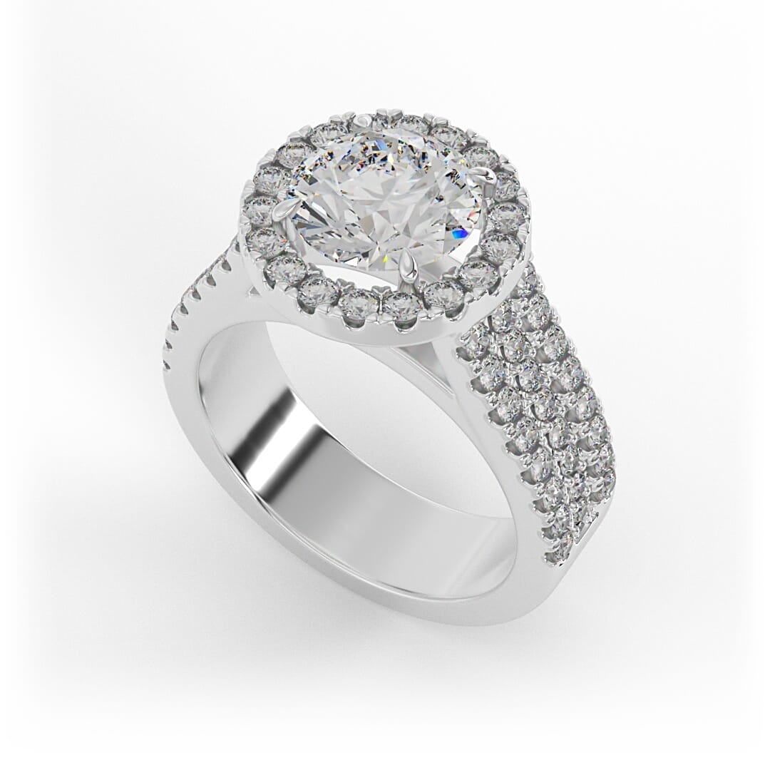 Mae Brilliant Round Halo Set Engagement Ring