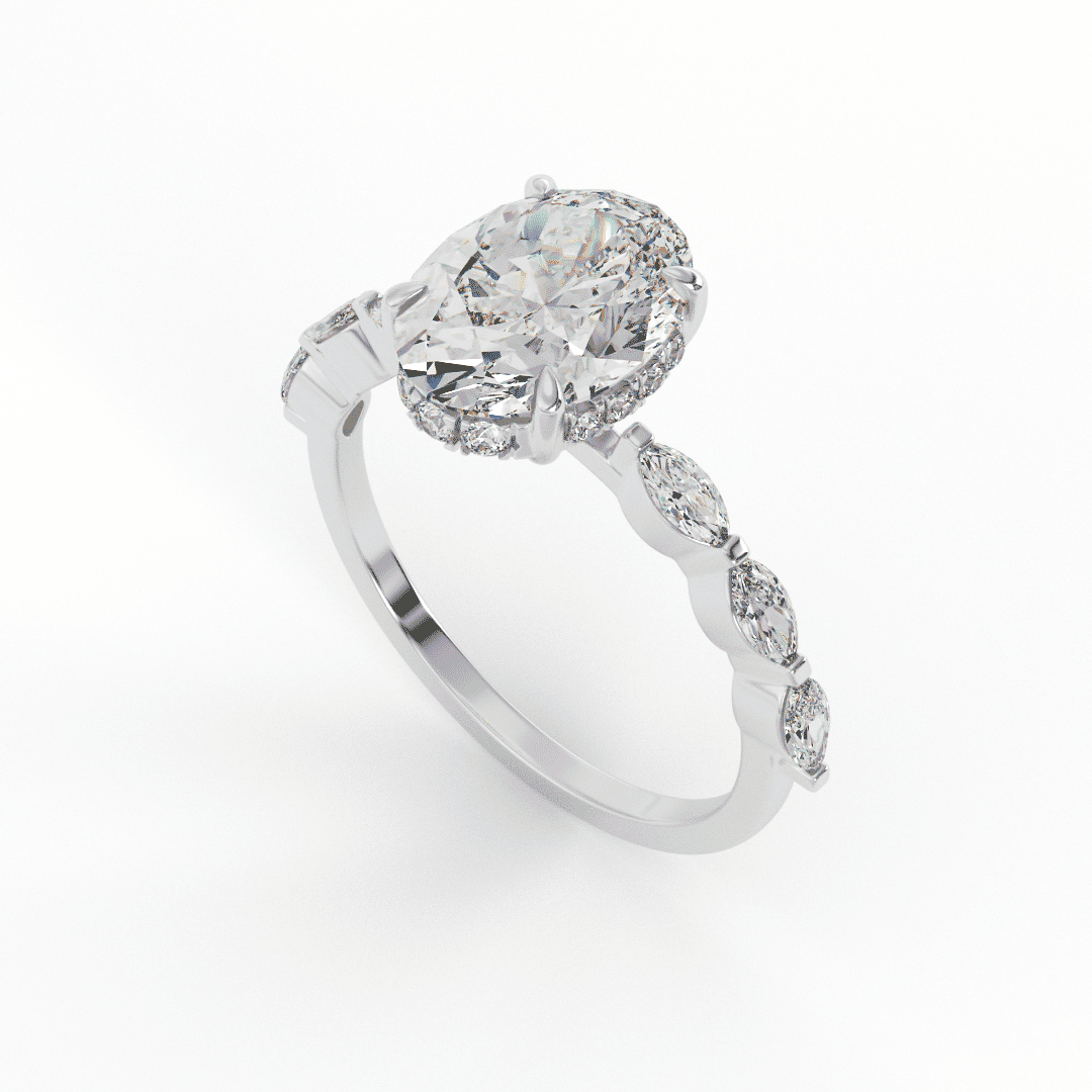 Mai Oval Prong Set Lab Grown Engagement Ring