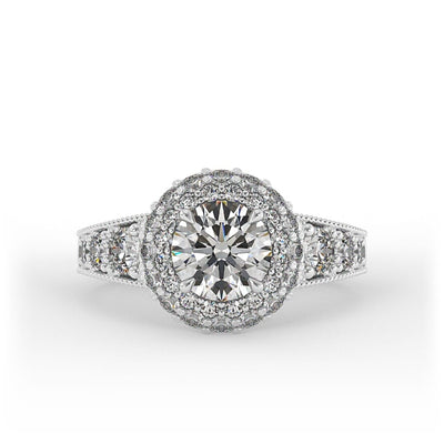 Margot Brilliant Round Vintage Halo Set Engagement Ring