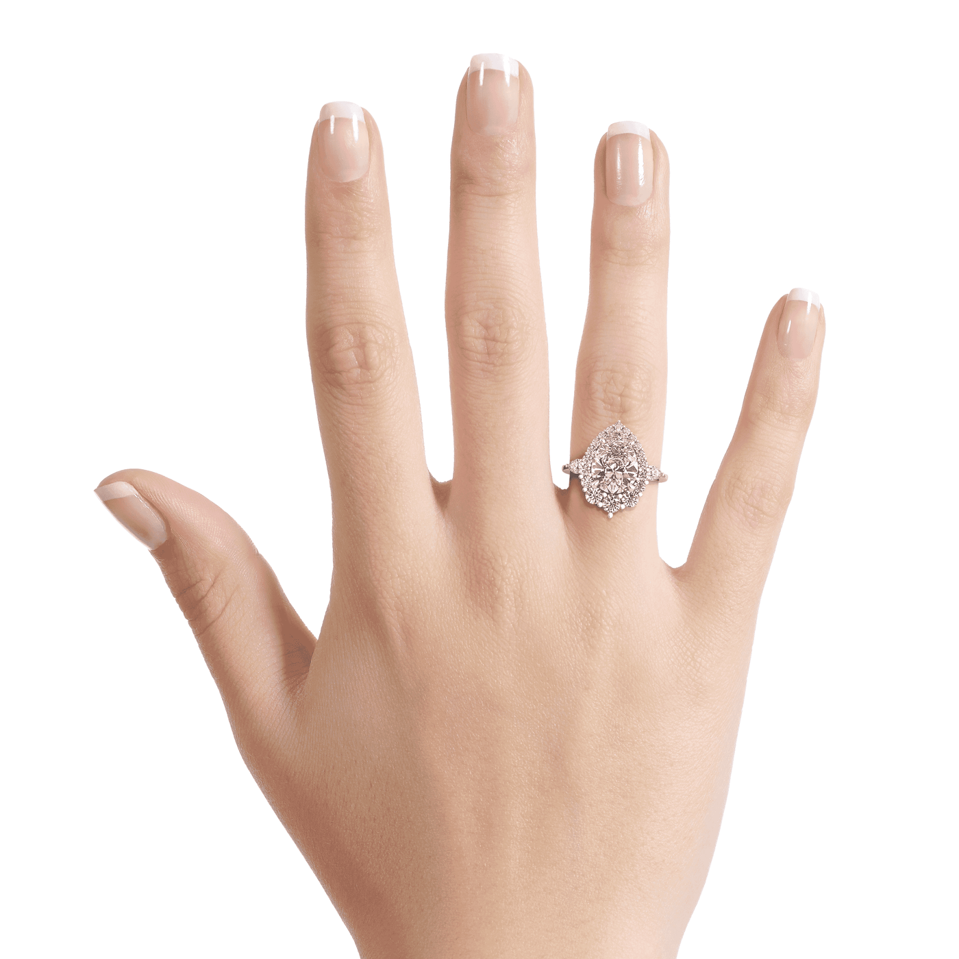 Mia Pear Halo and 3 - Stone Set Lab Grown Engagement Ring