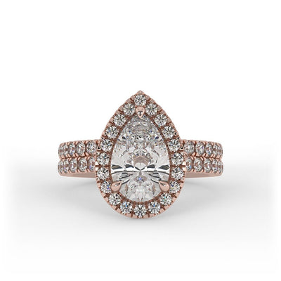 Nora Double Band Pear Halo Set Engagement Ring