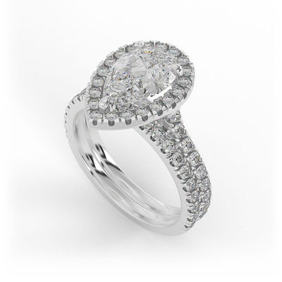 Nora Double Band Pear Halo Set Engagement Ring