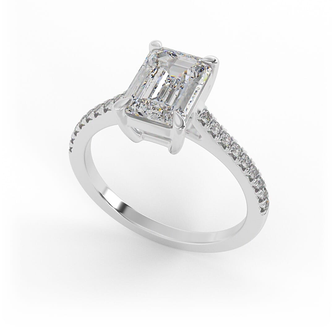 Ophelia Emerald Pave Set Engagement Ring