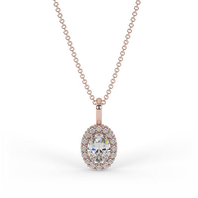 Lab Grown Oval Diamond Halo Necklace