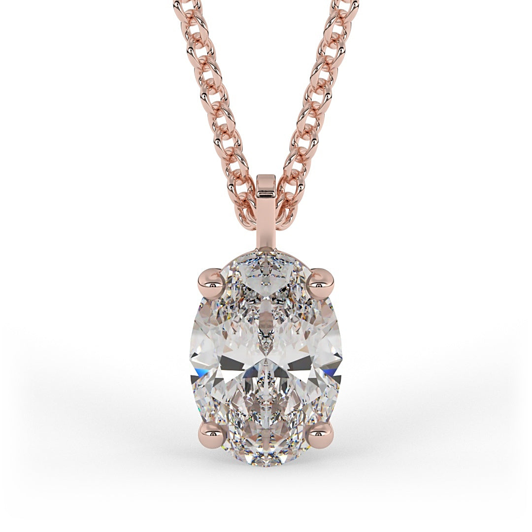 Oval 4 Prong Solitaire Necklace