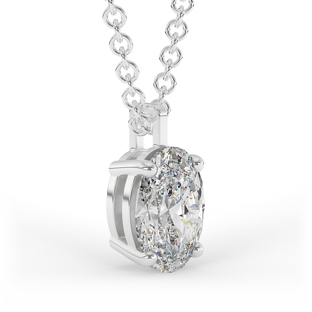 Oval 4 Prong Solitaire Necklace
