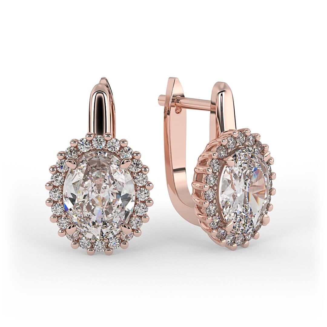 Oval Lab Grown Diamond Halo Earrings