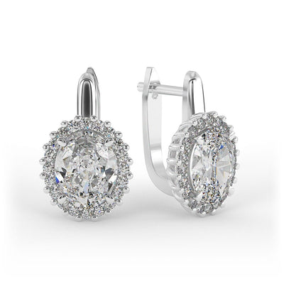 Oval Lab Grown Diamond Halo Earrings