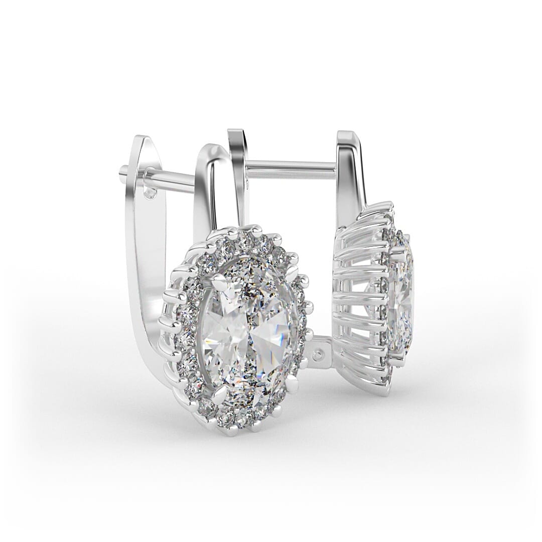 Oval Lab Grown Diamond Halo Earrings