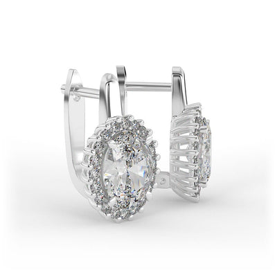 Oval Lab Grown Diamond Halo Earrings
