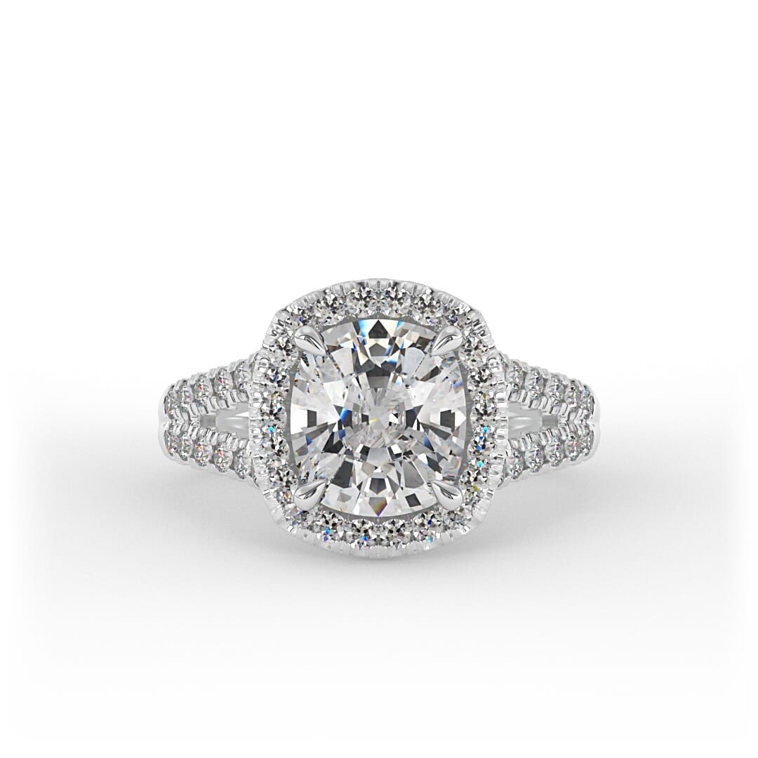 Ruth Cushion Halo Set Engagement Ring