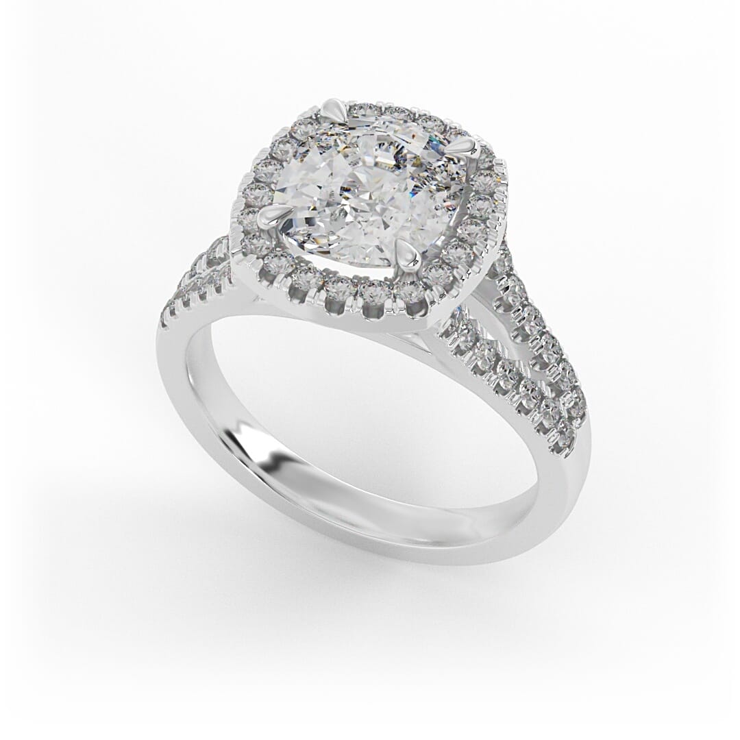 Ruth Cushion Halo Set Engagement Ring