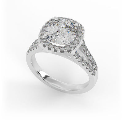 Ruth Cushion Halo Set Engagement Ring
