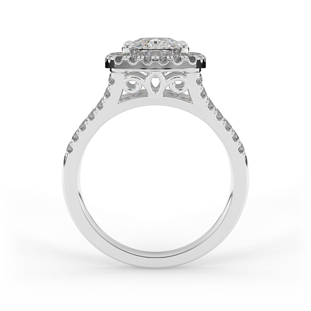Ruth Cushion Halo Set Engagement Ring